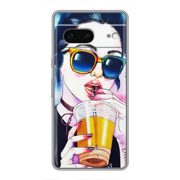 Чехол с рисунком «Девушка с коктейлем» для Google Pixel 7