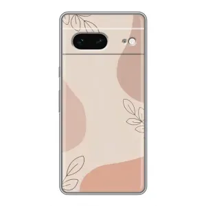 Чехол цветочный дизайн для Google Pixel 7 (Коричневый фон)