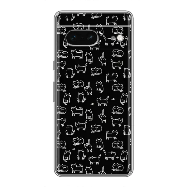 Чехол с рисунком «Котики на черном» для Google Pixel 7