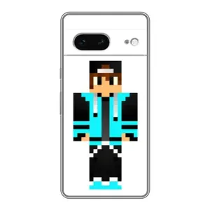 Чехлы для Google Pixel 7 (Персонажи Майн Крафт) (Мальчик в голубом)
