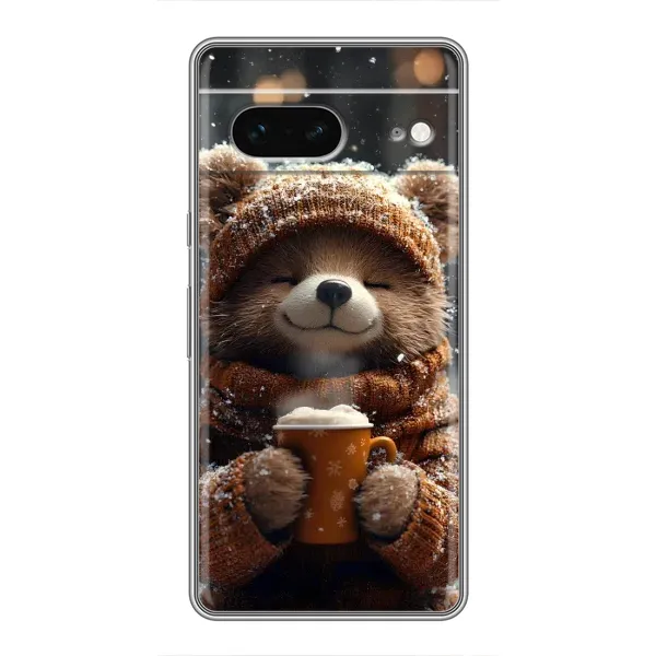 Чехол с рисунком «Медвежонок с кофе» для Google Pixel 7