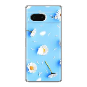 Чехол с Цветами для Google Pixel 7 (ромашки на голубом)