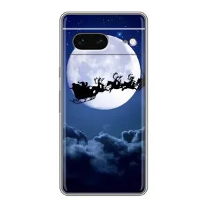 Чехол Санта Клаус для Google Pixel 7 (Санта - луна)