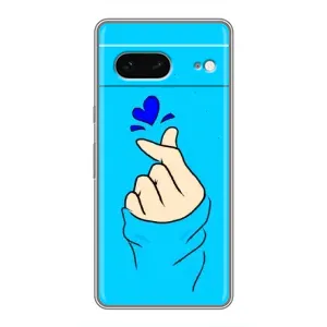 Чехлы (Знак сердечка) на Google Pixel 7 (Сердце на синем)