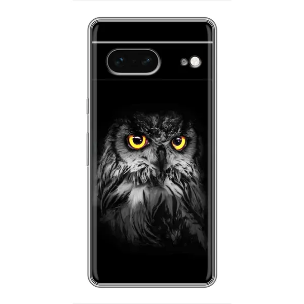 Чехол с рисунком «Сова на чёрном» для Google Pixel 7 Чехол с рисунком «Сова на чёрном» для Google Pixel 7
