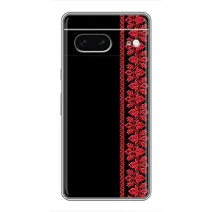 Силиконовый Чехол на Google Pixel 7 с картинкой Вышиванки (Вышиванка на черном)