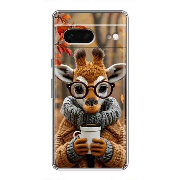 Чехол с рисунком «Жираф с кофе» для Google Pixel 7
