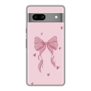 Чехол банты для Google Pixel 7A (Бант на розовом)