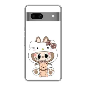 Чохол з принтом Лабубу для Google Pixel 7A (Білий Лабубу)