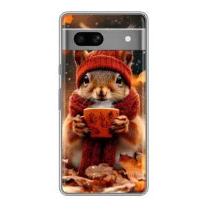Друкований чохол 'Звірята з кавою' для Google Pixel 7A (Білка з кавою)