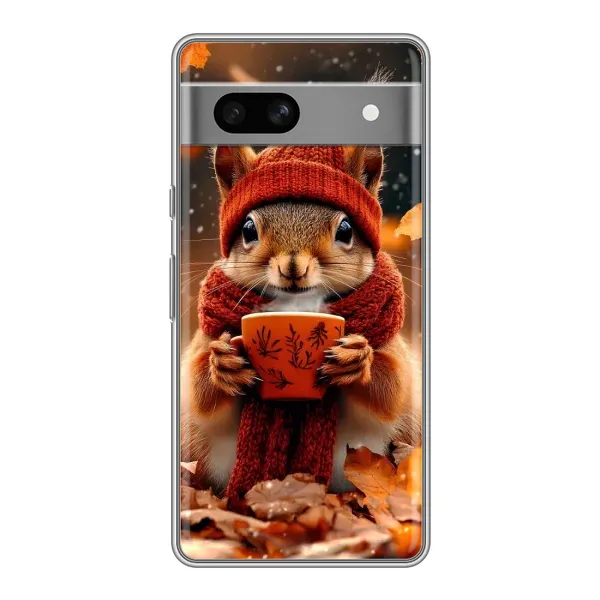 Чехол с рисунком «Белка с кофе» для Google Pixel 7A