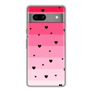Чохли з тематикою "Маленькі Сердчеки" на Google Pixel 7A (Чорні сердечка)