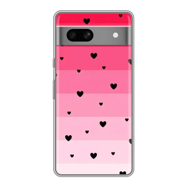 Чехол с рисунком «Чорные сердечки» для Google Pixel 7A