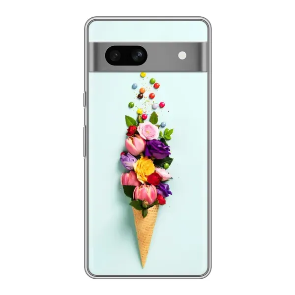 Чехол с рисунком «Цветок-мороженное» для Google Pixel 7A