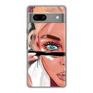 Силиконовый Чехол на Google Pixel 7A с картинкой Стильных Девушек (Девушка и ресницы)