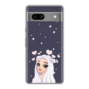 Чехол Стильные девушки на Google Pixel 7A (Девушка и сердечки)