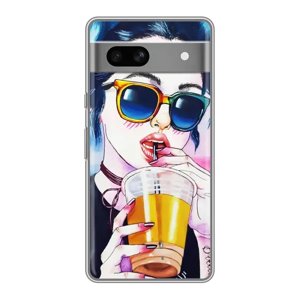 Чехол с рисунком «Девушка с коктейлем» для Google Pixel 7A