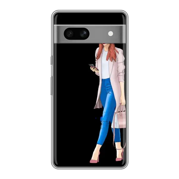 Чехол с рисунком «Девушка со смартфоном» для Google Pixel 7A