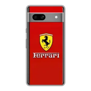 Силиконовый бампер с картинкой машины на Google Pixel 7A (Ferrari Logo)