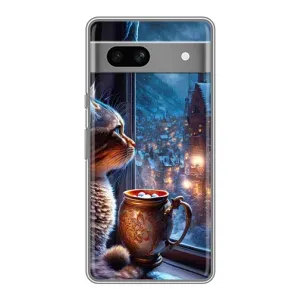Чехлы на Новый Год Google Pixel 7A (Кот новогодний)