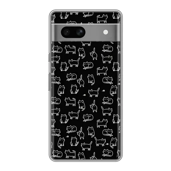 Чехол с рисунком «Котики на черном» для Google Pixel 7A Чехол с рисунком «Котики на черном» для Google Pixel 7A