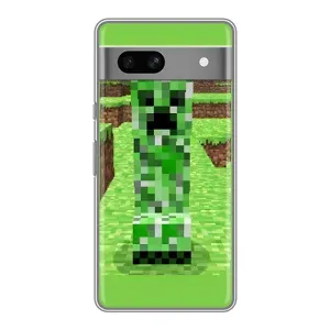 Чехлы для Google Pixel 7A (Персонажи Майн Крафт) (Крипер 2)