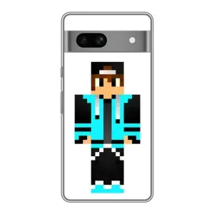 Чехлы для Google Pixel 7A (Персонажи Майн Крафт) (Мальчик в голубом)