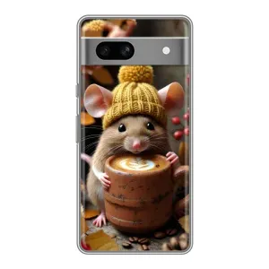 Друкований чохол 'Звірята з кавою' для Google Pixel 7A (Мишка з кавою)