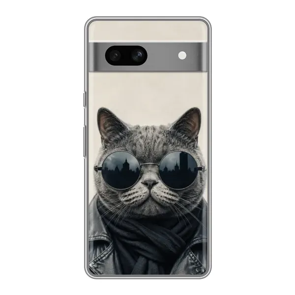 Чехол с рисунком «Модный кот» для Google Pixel 7A Чехол с рисунком «Модный кот» для Google Pixel 7A