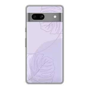 Чехол цветочный дизайн для Google Pixel 7A (Монстера фиолетовая)