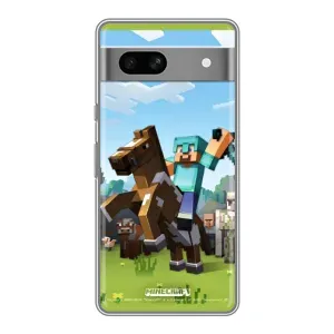 Чехлы для Google Pixel 7A (Персонажи Майн Крафт) (На коне)