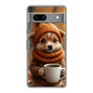 Друкований чохол 'Звірята з кавою' для Google Pixel 7A (Песик з кавою)