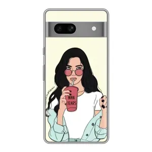 Силиконовый Чехол на Google Pixel 7A с картинкой Стильных Девушек (С напитком)
