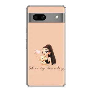 Силиконовый Чехол на Google Pixel 7A с картинкой Стильных Девушек (С собакой)