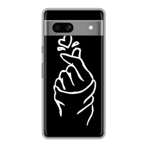 Чохол (Знак сердечка) для Google Pixel 7A (Сердечко на чорному)
