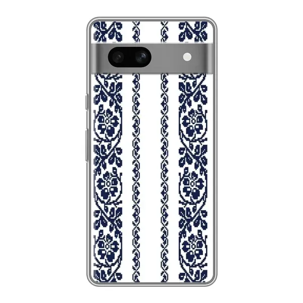Чехол с рисунком «Синяя вышиванка» для Google Pixel 7A Чехол с рисунком «Синяя вышиванка» для Google Pixel 7A