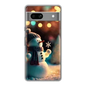 Чехлы на Новый Год Google Pixel 7A (Снеговик праздничный)