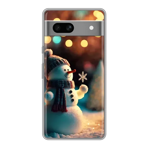 Чехол с рисунком «Снеговик праздничный» для Google Pixel 7A
