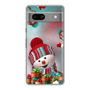 Чехлы на Новый Год Google Pixel 7A (Снеговик в шапке)