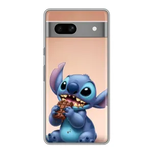 Чехол с рисунком Стич для Google Pixel 7A (Стич с шоколадом)