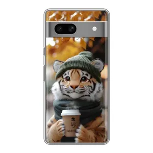 Друкований чохол 'Звірята з кавою' для Google Pixel 7A (Тигр з кавою)