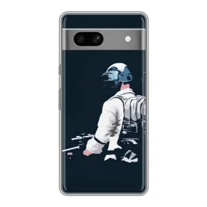 Силиконовый чехол с картинкой "Герой Pubg" на Google Pixel 7A (В экиперовке)
