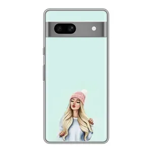 Силиконовый Чехол на Google Pixel 7A с картинкой Стильных Девушек (В шапке)