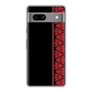 Силіконовый Чохол на Google Pixel 7A з картинкой Вишиванки (Вишиванка на чорному)