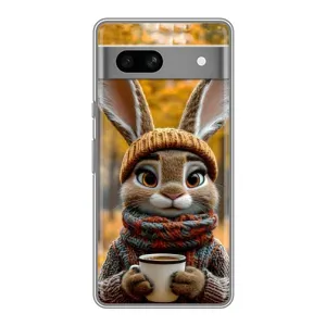 Друкований чохол 'Звірята з кавою' для Google Pixel 7A (Зайчик з кавою)