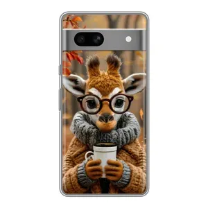 Друкований чохол 'Звірята з кавою' для Google Pixel 7A (Жираф з кавою)
