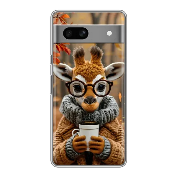 Чехол с рисунком «Жираф с кофе» для Google Pixel 7A