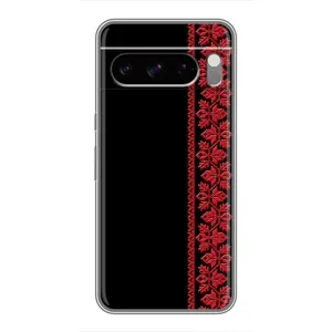 Силиконовый Чехол на Google Pixel 8 Pro (Красная Вышиванка)