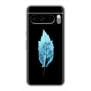 Чехол с картинками на черном фоне для Google Pixel 8 Pro (Листочек)