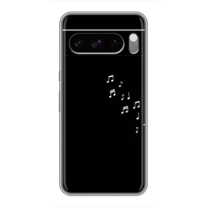 Чехол с картинками на черном фоне для Google Pixel 8 Pro (Ноты)
